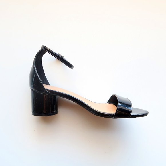 Abound Black Patent Leather Round Block Heels / Sandals / Soes Size 8 - Picture 8 of 15